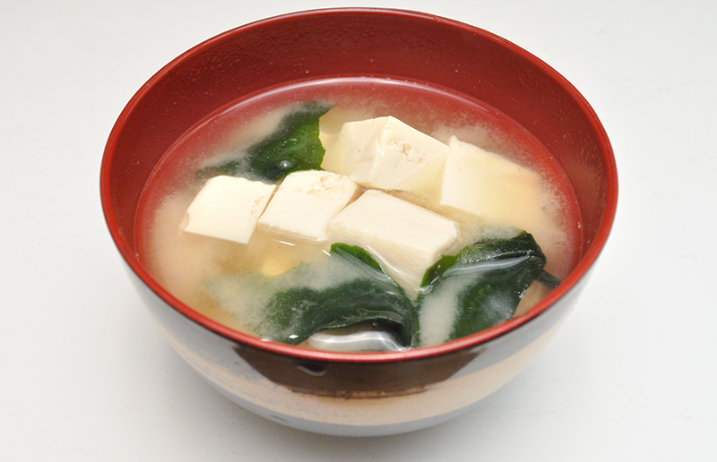 Basic miso soup with tofu and seaweed
